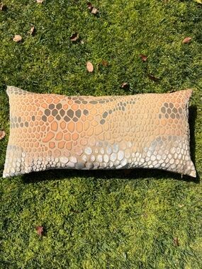 Kevin O’Brien Studio Snakeskin Latte Silk Velvet Burnout Lumbar Pillow 12x24 GUC